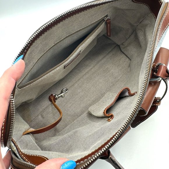 Vintage DOONEY & BOURKE Y2K Sig Double Pocket Denim Canvas Satchel - Picture 12 of 16